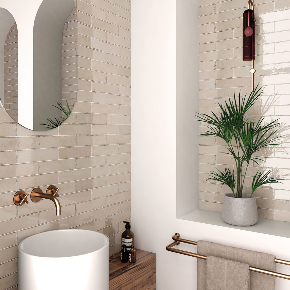 Tribeca Oatmeal Porcelain Tile 6 x 24.6cm-Delforno