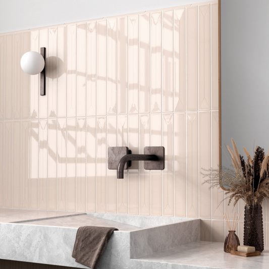 Vitral Pink Ceramic Tile 5 x 40cm-Delforno