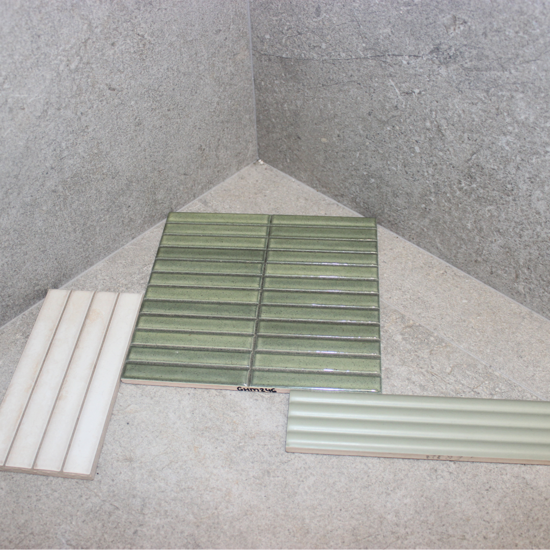 Small Format Costasera Onda Tansy Green Matt Ceramic Tile 5 x 20cm