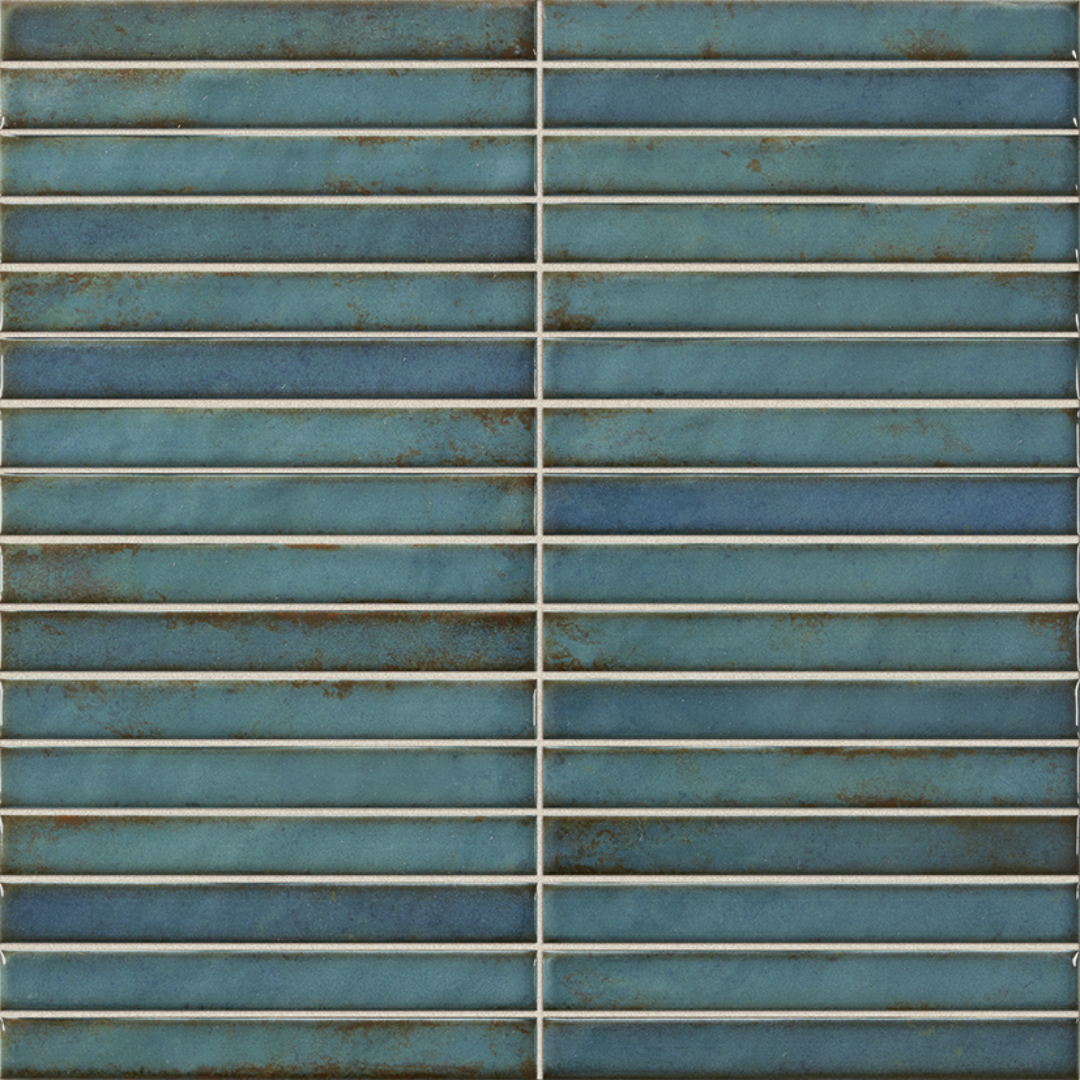 Pencil Raku Turquoise Ceramic Tile 35 x 35cm
