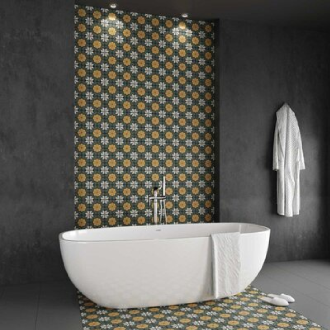 Sync Flower Green Porcelain Tile 15 x 15cm