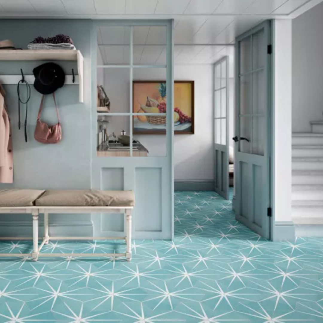 Starline Blue Natural Hex Porcelain Tile 25 x 30cm