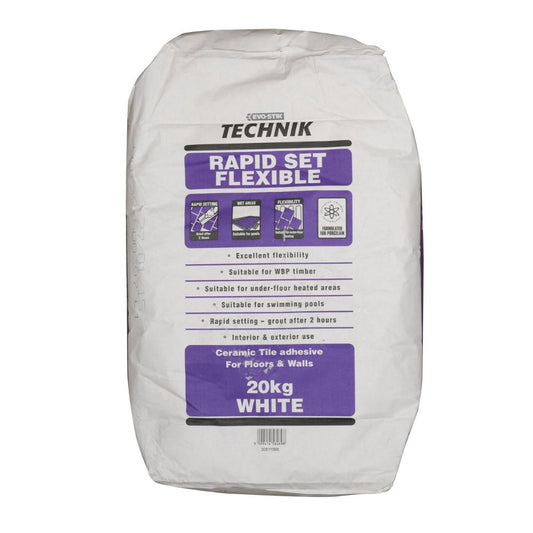 Technik Rapid Set Flexible White Tile Adhesive 20kg-Delforno
