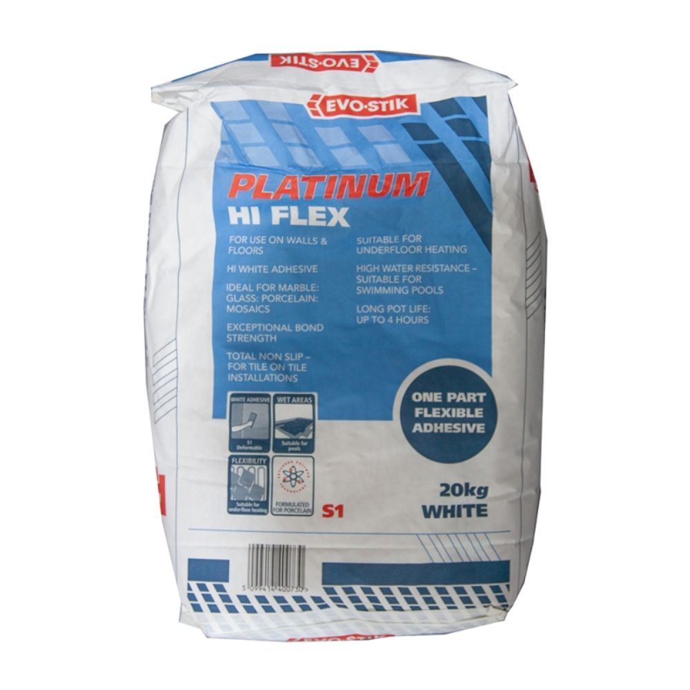 Platinum Hi Flex Slow-Set White Tile Adhesive 20kg