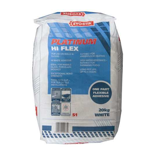 Platinum Hi Flex Slow-Set White Tile Adhesive 20kg-Delforno