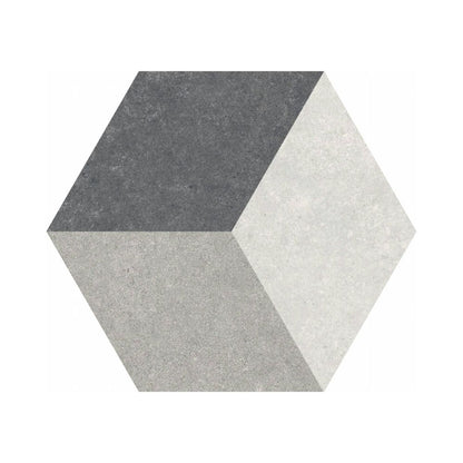 Traffic 3D Grey Hexagon Porcelain Tiles 25x25cm-Codicer-Delforno