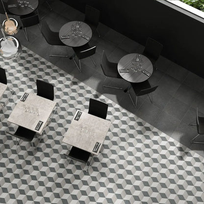 Traffic 3D Grey Hexagon Porcelain Tiles 25x25cm-Codicer-Delforno