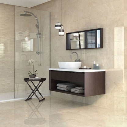 Atessa Marfil Brillo Marble Effect Porcelain Tile 45cm x 45cm-Delforno