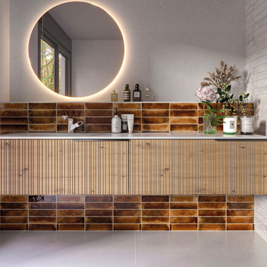 Jazba Caramel Porcelain Tile 6 x 24.6cm-Delforno