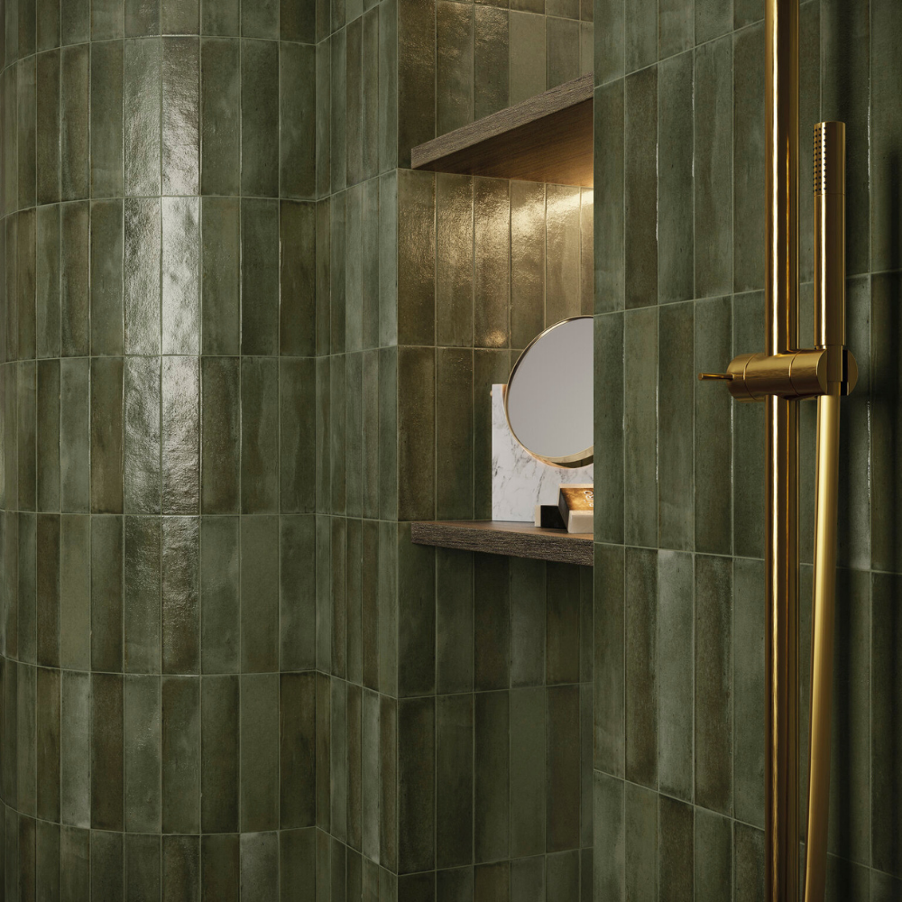 Nala Green Porcelain Tile 6 x 24.6cm-Cifre-Delforno