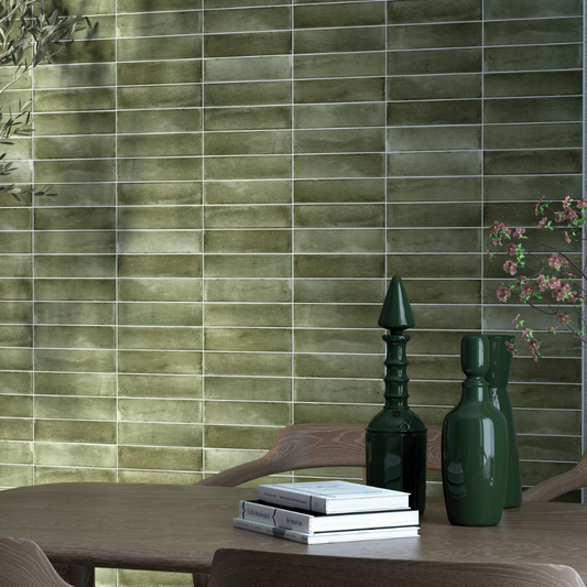 Nala Green Porcelain Tile 6 x 24.6cm-Cifre-Delforno