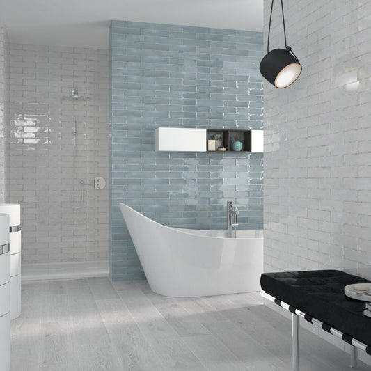 Soul White Brillo Porcelain Tile 7.5 x 30cm-Cifre-Delforno