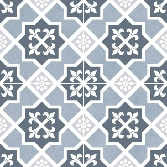 Lester Blue Pattern Porcelain Tile 45 x 45cm-Dual Gris-Delforno