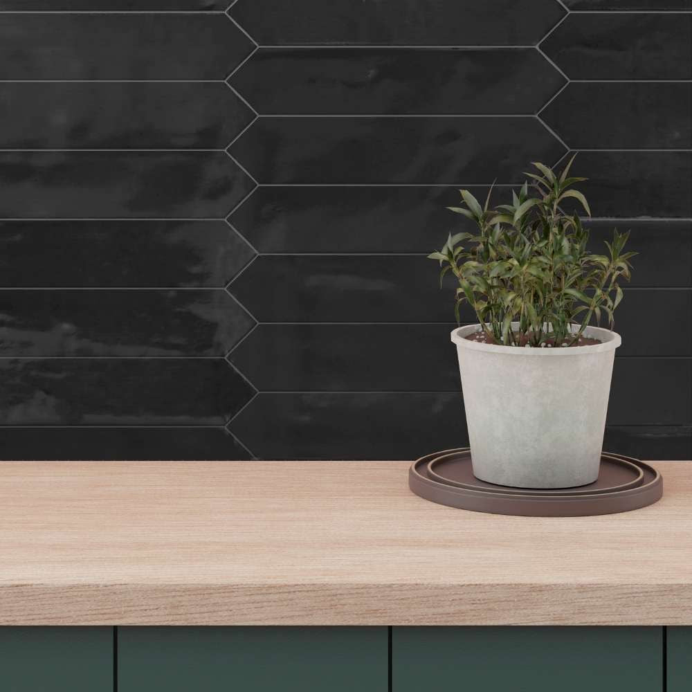 Tribeca Picket Black Ceramic Tile 6.5 x 33.2cm-Estudio Ceramica-Delforno