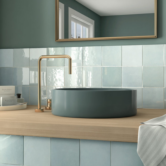 Artisan Aqua Ceramic Tile 13.2 x 13.2cm-Equipe-Delforno