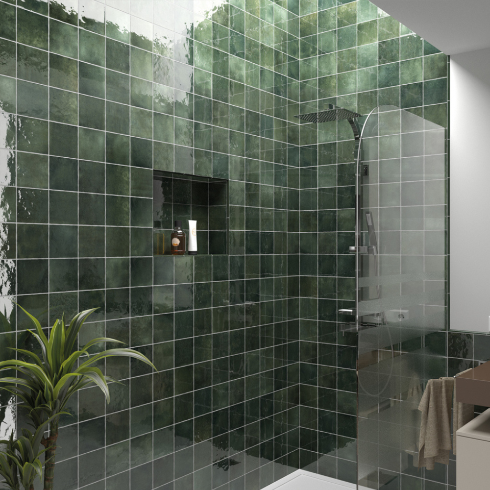 Artisan Moss Green Ceramic Tile 13.2 x 13.2cm-Equipe-Delforno