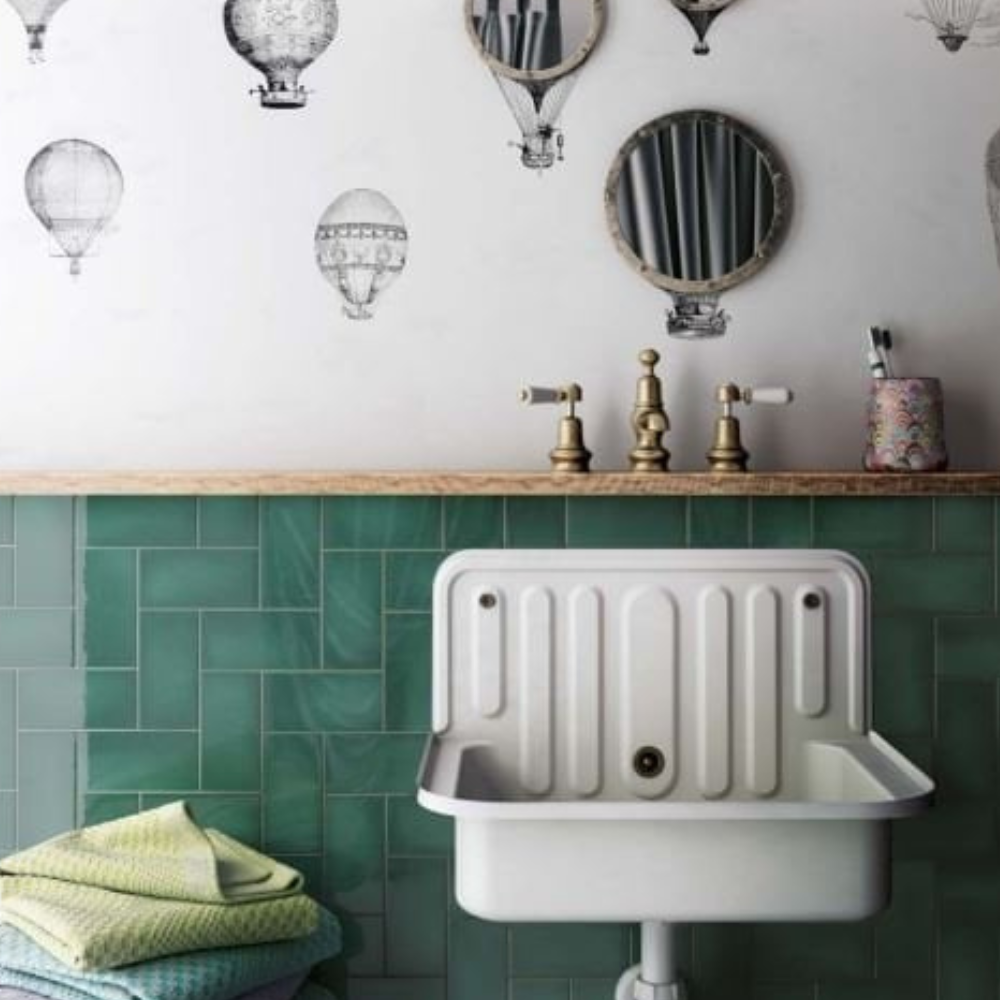 Crackle Emerald Green Ceramic Tile 7.5 x 15cm-Delforno