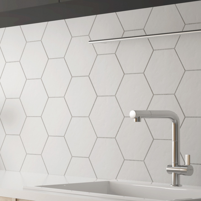 Hexatile Blanco Matt Porcelain Tile 17.2 x 20cm-Equipe-Delforno