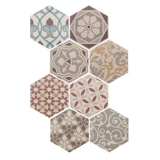 Hexatile Harmony Colours Porcelain Tile 17.5 x 20cm-Equipe-Delforno