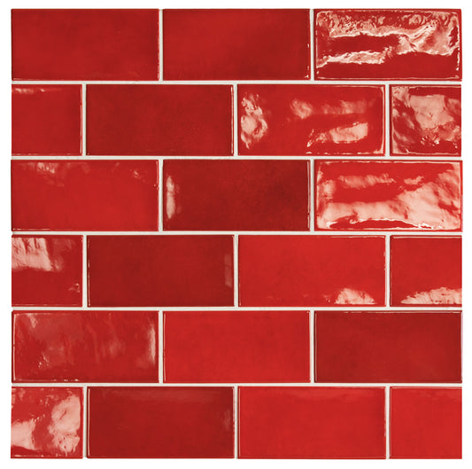 Village Volcanic Red Ceramic Tile 6.5 x 13.2cm