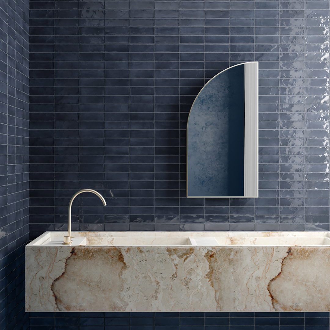 Coco Blue Night Gloss Porcelain Tile 5 x 15cm