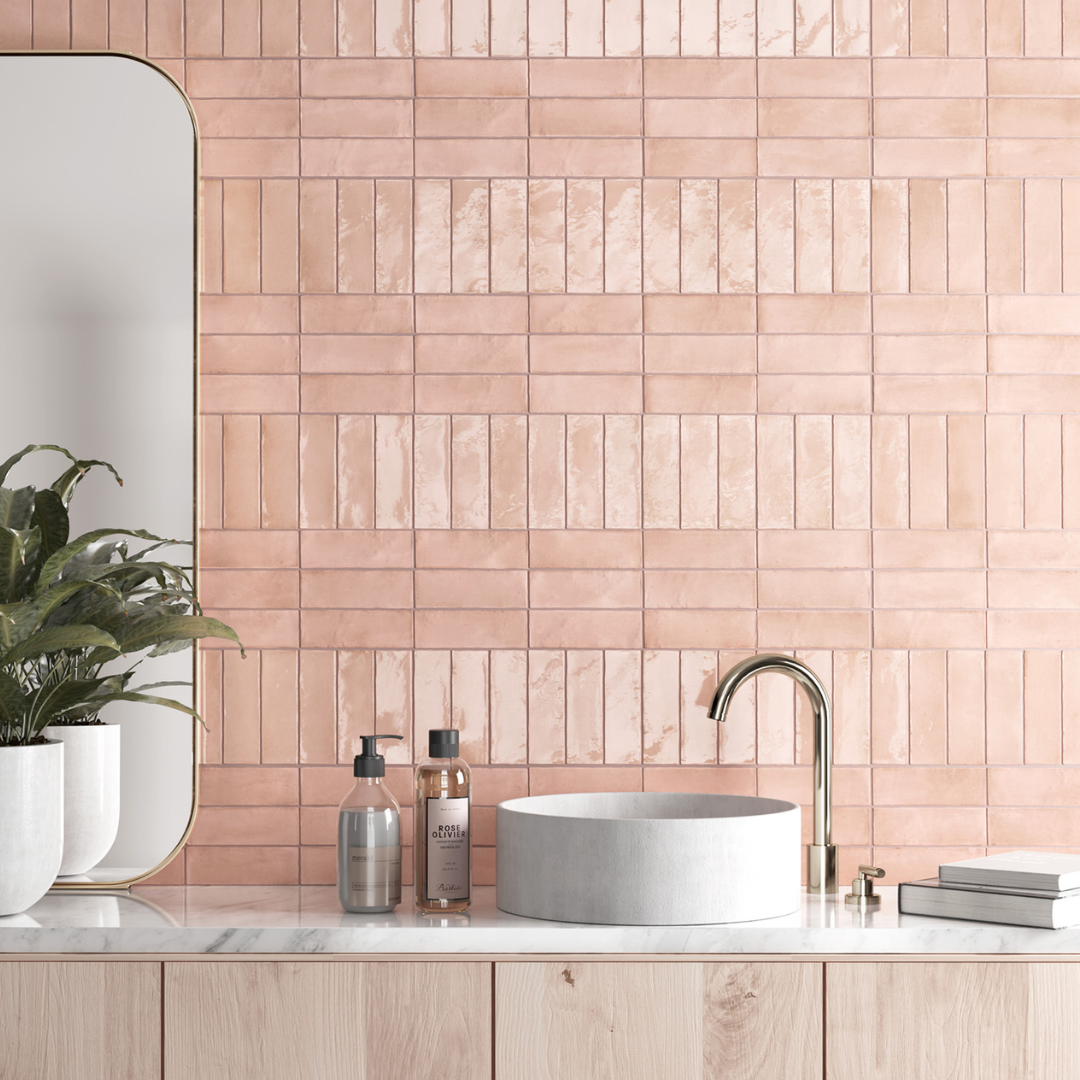 Coco Orchard Pink Gloss Porcelain Tile 5 x 15cm