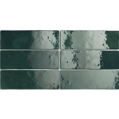 Artisan Moss Green Ceramic Tile 6.5 x 20cm-Delforno