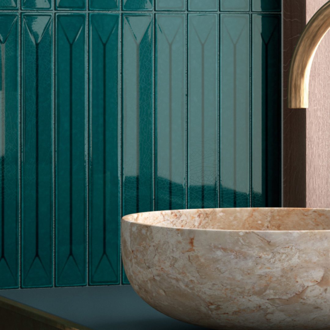 Vitral Axis Petrol Reactive Ceramic Tile 5 x 40cm-Delforno