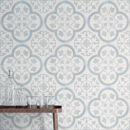 Havana Silver Ornate Porcelain Tile 22.3 x 22.3cm