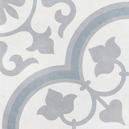 Havana Silver Ornate Porcelain Tile 22.3 x 22.3cm
