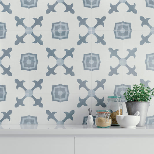 Havana White Herald Porcelain Tile 22.3 x 22.3cm