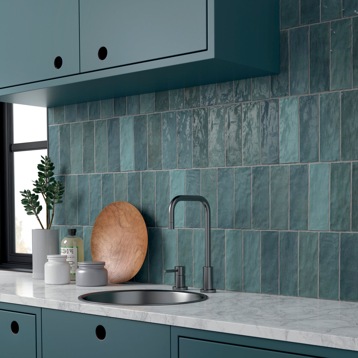 Riad Aqua Ceramic Tile 6.5 x 20cm