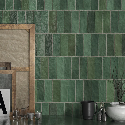 Riad Green Ceramic Tile 6.5 x 20cm