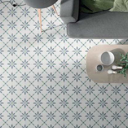 Havana White Flower Porcelain Tile 22.3 x 22.3cm