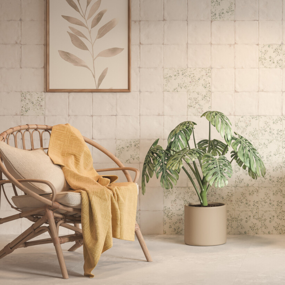 Mayolica Bloom Porcelain Tile 15 x 15cm