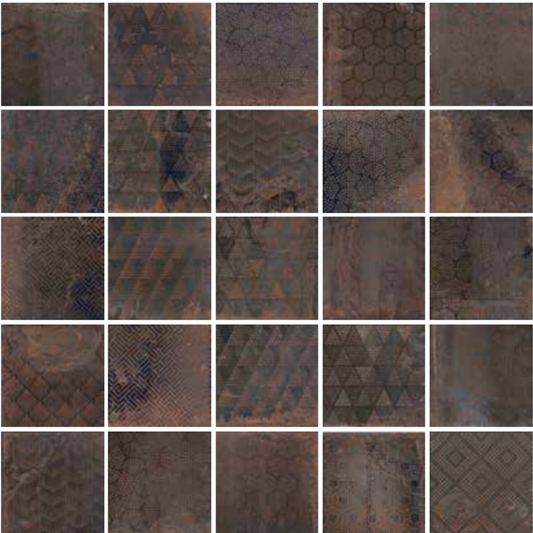 Oxi Dart Patchwork Dark Porcelain Tile 20 x 20cm