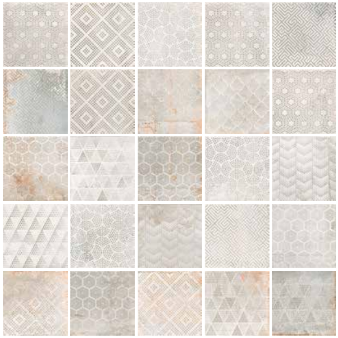 Oxi Dart Patchwork Light Porcelain Tile 20 x 20cm