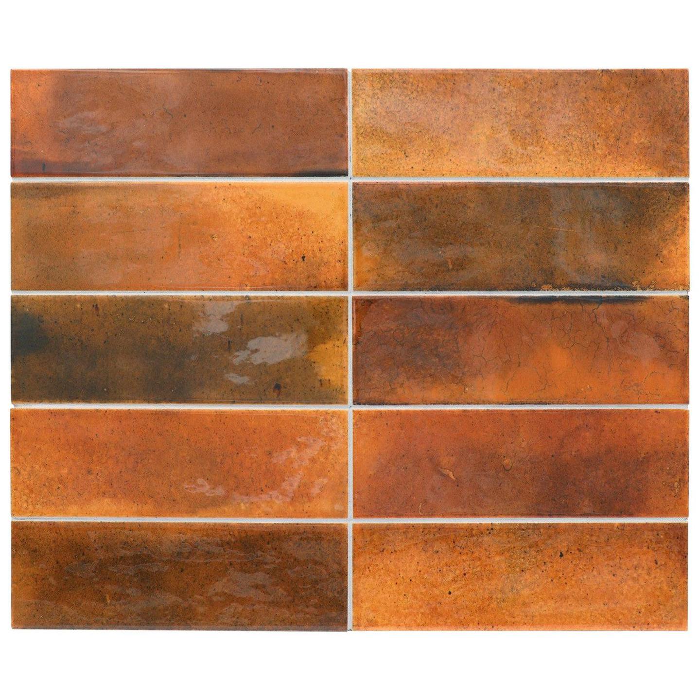 Small Format Hanoi Burnt Rojo Ceramic Tile 6.5 x 20cm-Delforno