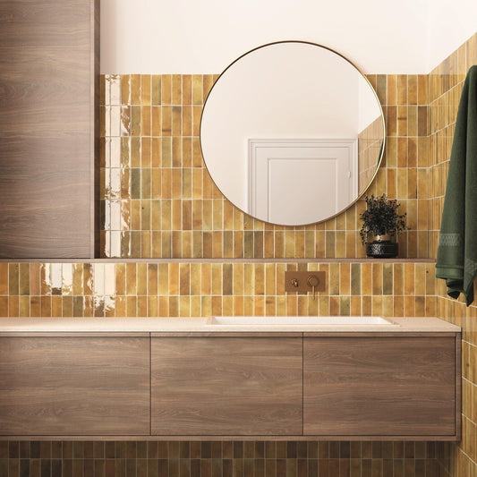 Small Format Hanoi Caramel Ceramic Tile 6.5 x 20cm-Delforno