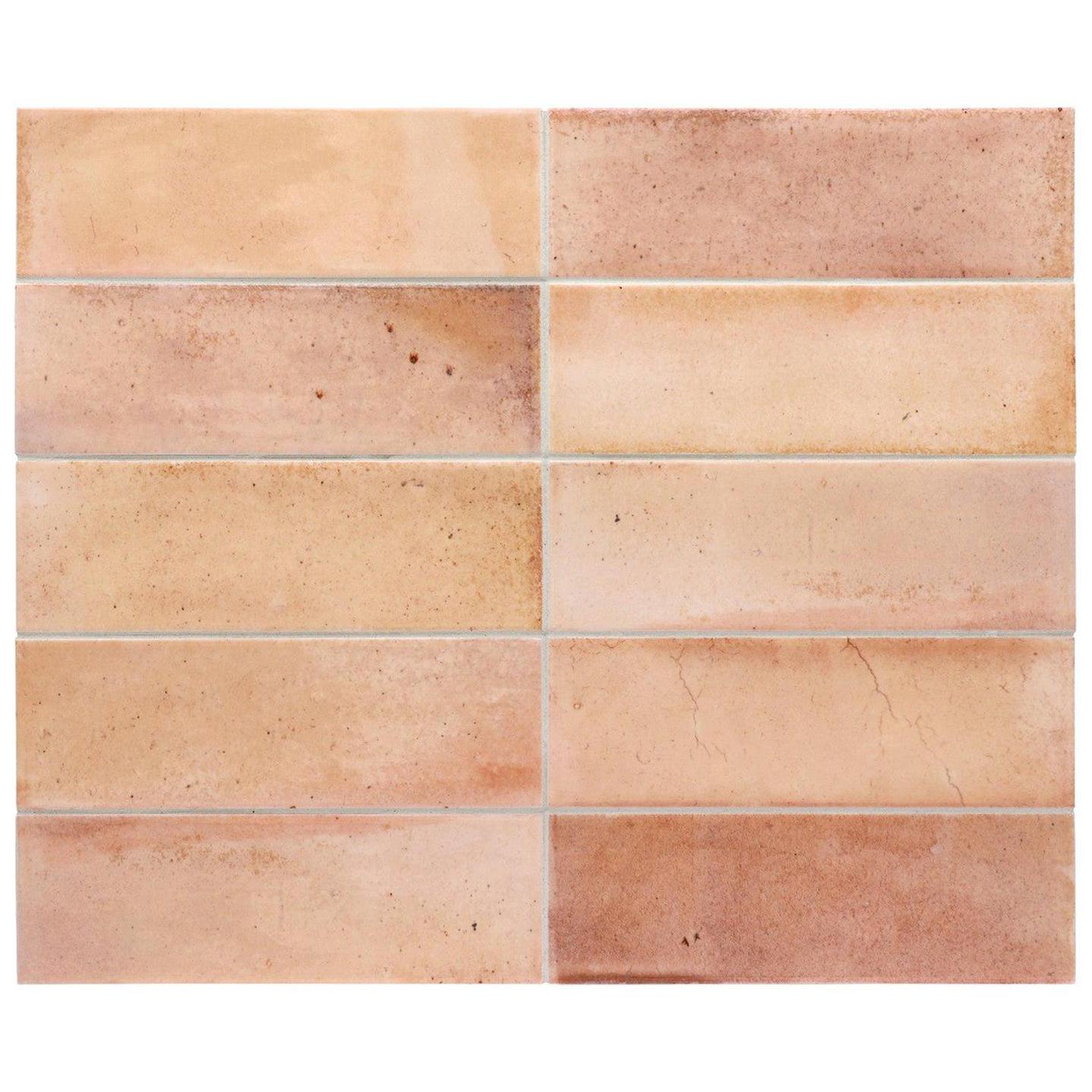 Small Format Hanoi Pink Ceramic Tile 6.5 x 20cm-Delforno