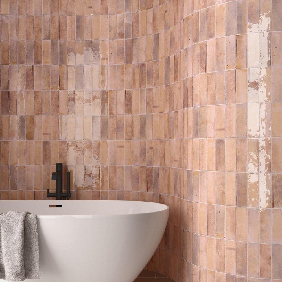 Small Format Hanoi Pink Ceramic Tile 6.5 x 20cm-Delforno