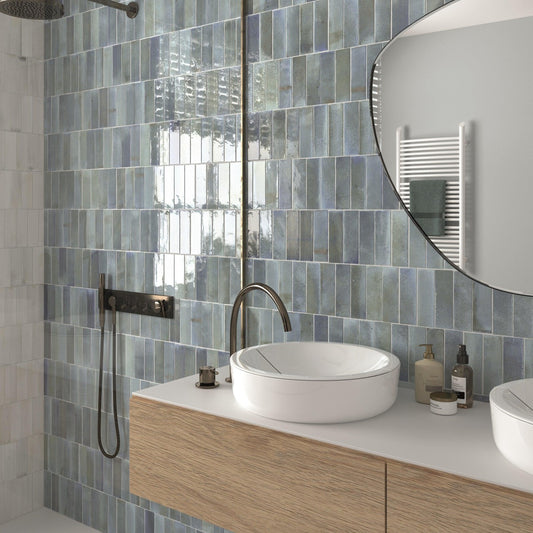 Small Format Hanoi Sky Blue Ceramic Tile 6.5 x 20cm-Delforno