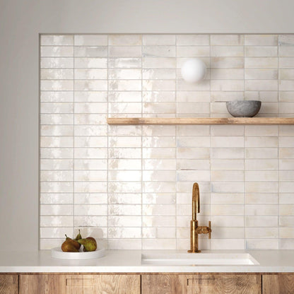 Small Format Hanoi White Ceramic Tile 6.5 x 20cm-Delforno
