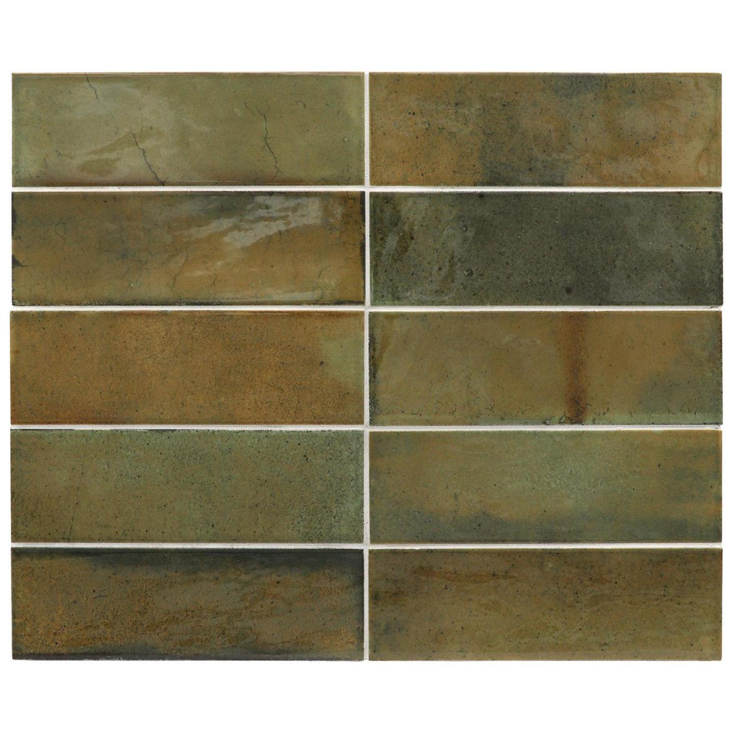 Small Format Hanoi Wild Olive Ceramic Tile 6.5 x 20cm-Delforno