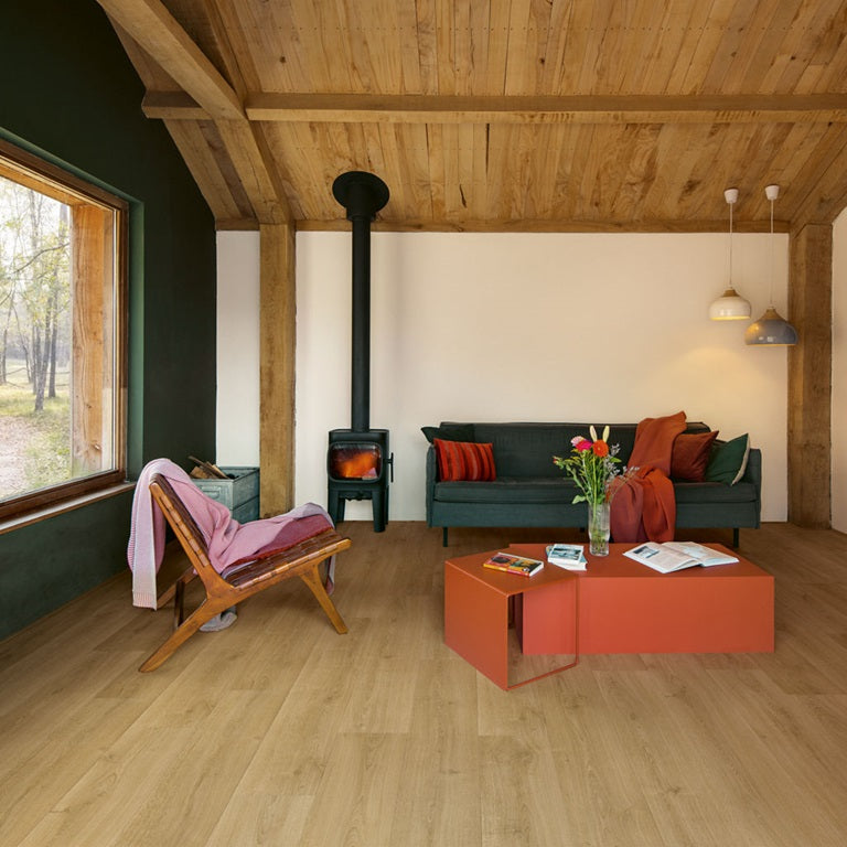 Brushed Oak Warm Natural Laminate Wooden Flooring 21.20 x 138cm-Delforno