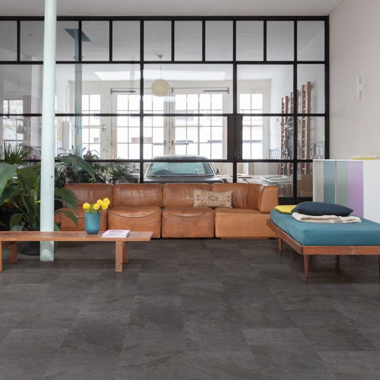 Black Slate 5mm Luxury Vinyl Tile 30.50cm X 60.59cm-Delforno