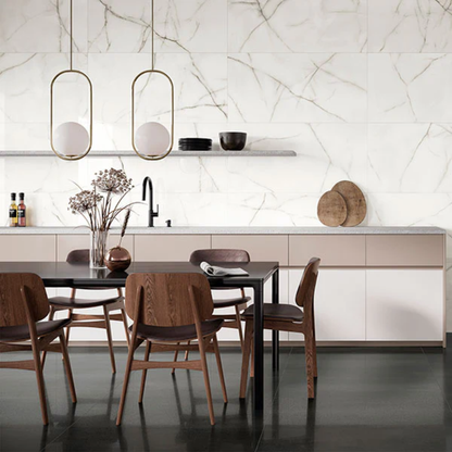 Au Crystal White Polished Porcelain Tile 60 x 120cm-Delforno