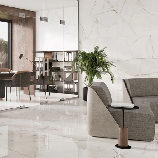 Au Crystal White Polished Porcelain Tile 60 x 120cm-Delforno