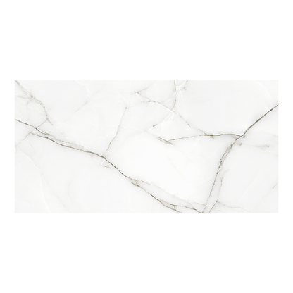 Au Crystal White Polished Porcelain Tile 60 x 120cm-Delforno