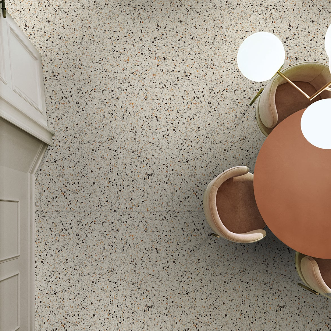 Terrazzo Melody Cream Porcelain Tile 60 x 60cm-Delforno
